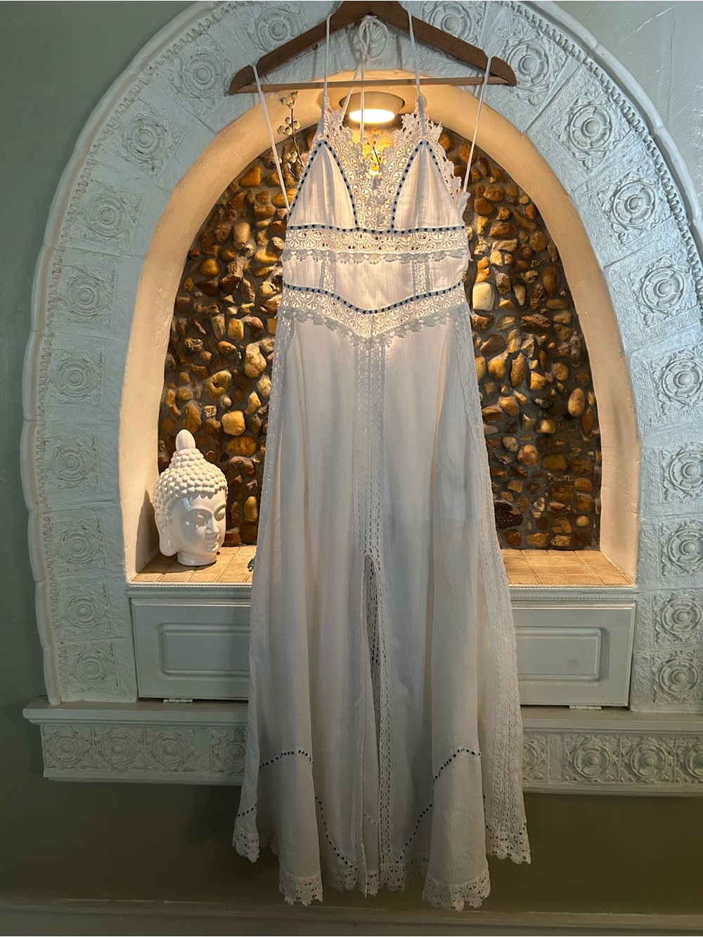 Free People Bohemian White Maxi Dress - Size 0 - Picture 6 of 9